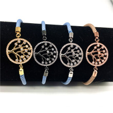 Fashion Hot-selling PVD Plated Gold CNC Zircon No Fade Milan Rope Tree of Life Bracelet